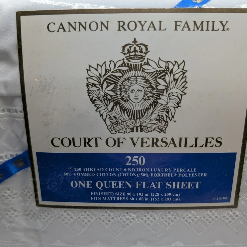 Cannon Royal Family Court‎ of Versailles Queen Flat Sheet White Diamant 250TC